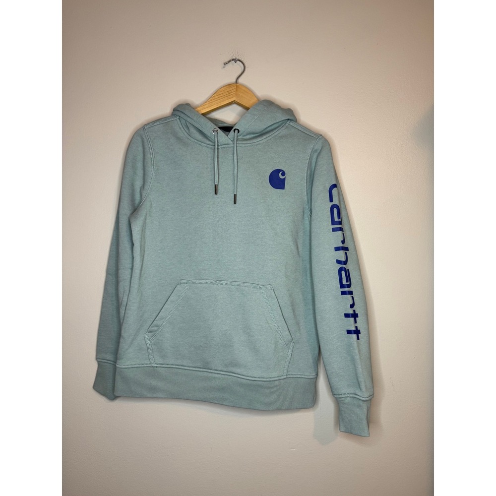 Carhartt Womens Relaxed Fit Graphic Hoodie Sage Green XS 102791 G86